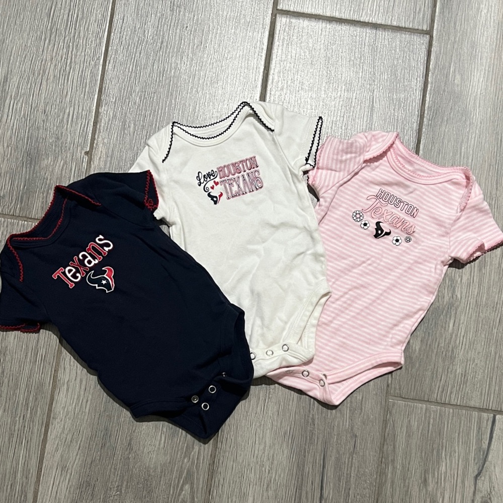 NFL Houston Texans Baby Bodysuit Set - Navy, White, Pink